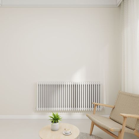 Stech Homes 600x1460mm White Traditional 3 Column Horizontal Cast Iron Style Central Heating Radiator