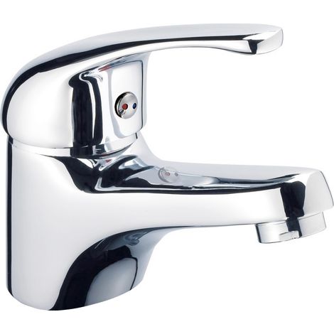 Robinet salle de bain mitigeur de lavabo bas chromé anticalcaire vidage inclus (1/2)