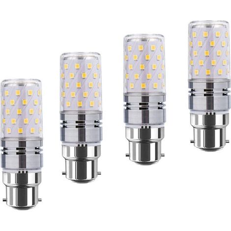 LED B22 de maïs Bulbs12W, 100W Incandescent équivalent, 1200lm, blanc chaud 3000K ampoules Chandelier, Bougie décorative Culot B22, lampe LED non graduables, Pack 4 [Classe énergétique A+] (1/4)