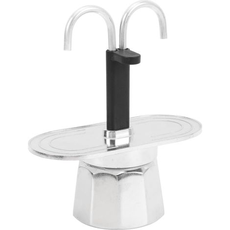 Cafetière à Double Tube, 2 Tasses 100 Ml en Alliage D'aluminium, Cafetière à Double Tête, Machine à café Portable pour la Maison, le café, le Bureau (Base décagonale) (1/5)