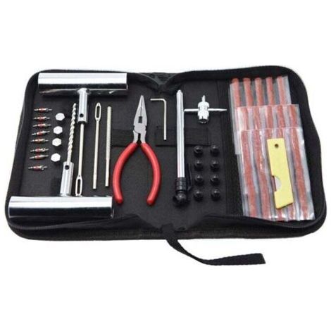 Kit Reparation Pneu Voiture,46PCS Kit Meche Pneu Crevaison,Kit Anti-crevaison Voiture Tubeless,Outil Réparation Pneus pour Voitures/Motos/Camions/VTT/Tracteurs/Camping-Cars/SUV/Camionnettes (1/5)
