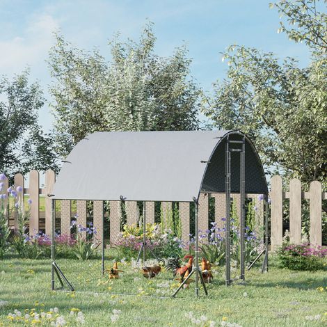 Enclos pour poules en acier 280 x 190 x 197 cm avec toit UV et porte verrouillable OKMYHOME (1/5)