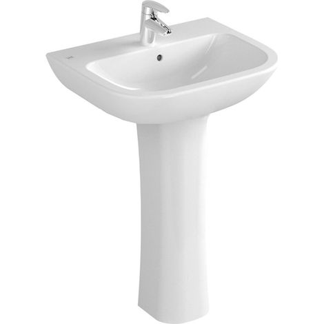 Vitra S20 Cloakroom Basin and Full Pedestal 500mm Wide 1 Tap Hole (1/5)