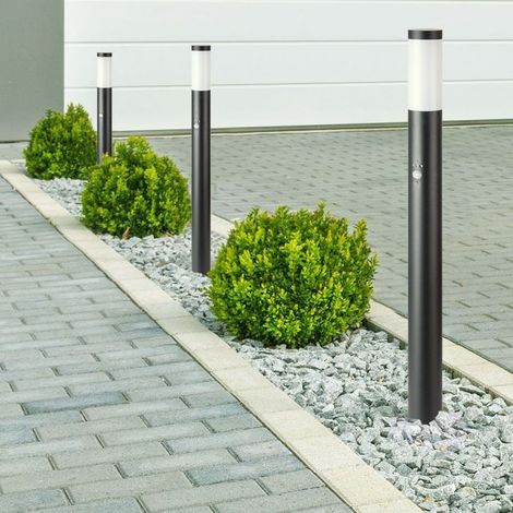 V-TAC 110 cm LED-Garten-Stehleuchte mit E27-Lampenfassung und Bewegungsmelder in schwarzem Edelstahl, IP44