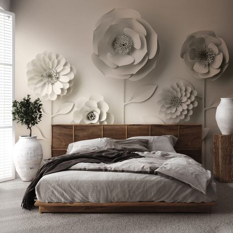 Fototapete Profhome 382931 heißgeprägte Vliestapete glatt 3D matt beige elfenbein 3,71 m x 2,8 m (1/4)