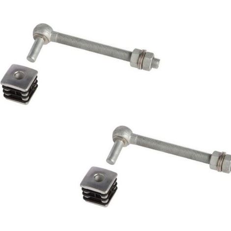 2 charnières M16 bouchons alu 40x40mm pour portillon de jardin, L 180mm LOCINOX