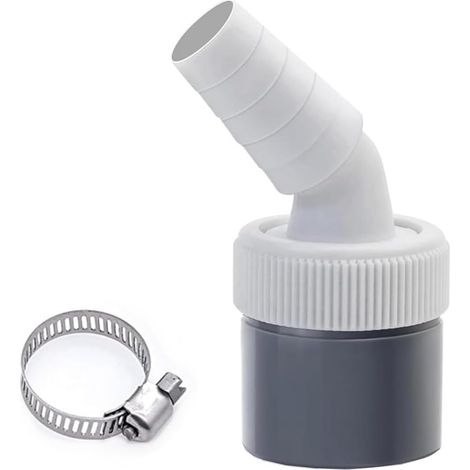 Raccord d'évacuation pour lave-linge, adaptateur coudé 1/4 pouce pour tuyau 40 mm diamètre avec collier serrage, compatible avec lave-vaisselle, sèche-linge et lave-linge (1/5)