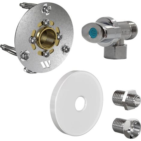 Robifix (WC/Lave-main) MONO PER Ø16 - Mâle 3/8" (12/17) à Glissement + cache blanc + Robinet - Watts