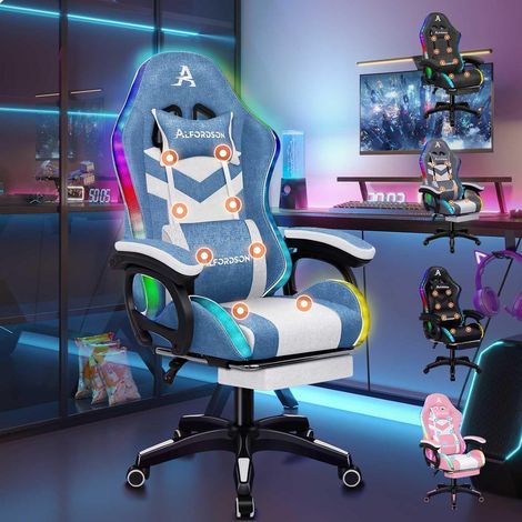 Racing Gaming Stuhl Massage Gamer LED Farben RGB Lordosenstütze Liegestuhl (1/5)