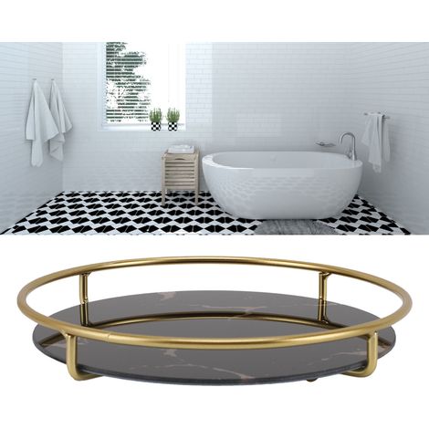 Étagère de salle de bain ronde à motif doré (1/5)