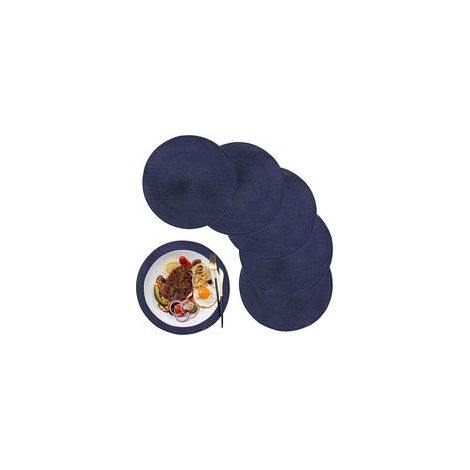 (Bleu)Set de Table Lot de 6, Set de Table Rond Sets de Table Plastique Polypropylène Lavables pour la Cuisine, la Table à Manger, Les fêtes, Les Maria (1/5)