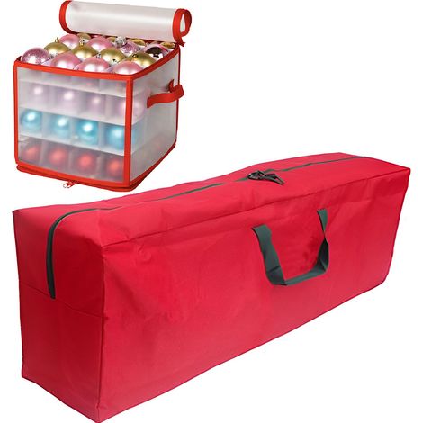 Borsa custodia a sacco conserva Porta Albero di Natale e Scatola per 64 Palline Custodia Resistente (1/5)