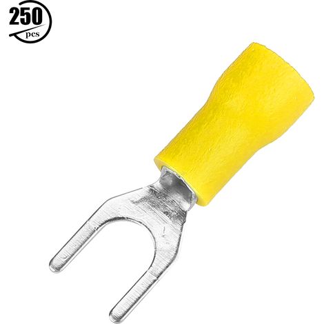Lot de 250 cosses à sertir isolées pour fils électriques (jaunes)