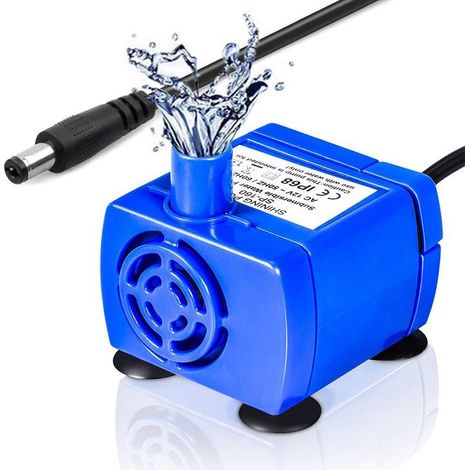 Pompe à Eau Electrique Submersible pour Animaux Domestiques, Pompe de Fontaine à Boire pour Chat 12V Super faible Consommation Ultra-Silencieux Pompe de Rechange pour Fontaine à Chat Bleu (1/5)