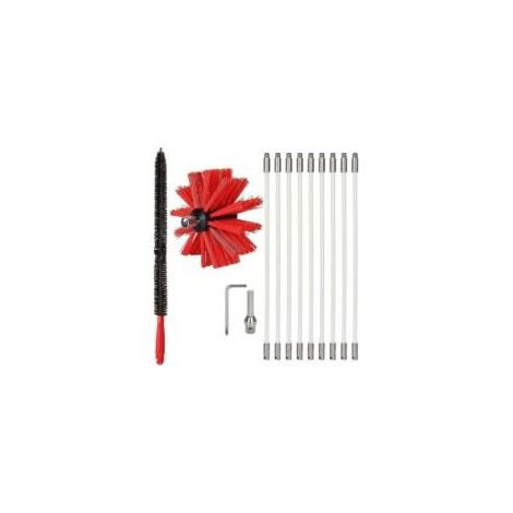 Kit de ramonage de cheminée professionnel 3,6m – Brosse nylon réglable 100mm – 9 tiges flexibles 410mm pour nettoyage efficace-Crezuo (1/5)
