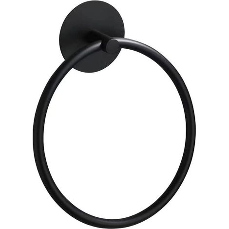 Anneau porte-serviette rond mural en acier inoxydable de 16 cm pour salle de bain, cuisine, douche, porte-serviettes, noir mat (1/5)