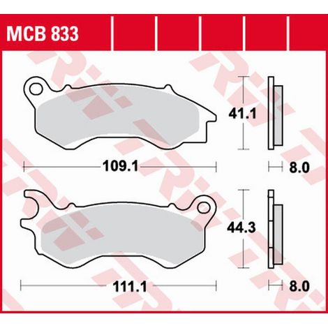 Pastillas de freno TRW ZF KH603 orgánicas para Honda NSC 50/110 '12-, PCX 125/150 '10-, Kymco People 125 '16-, Peugeot Django 50/125/150 '14-, delanteras