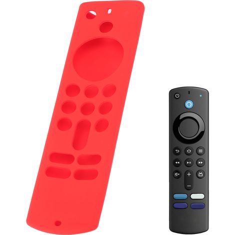 Étui de protection en silicone rouge pour télécommande compatible avec Amazon Fire TV Stick (3e génération, 2021). (1/5)