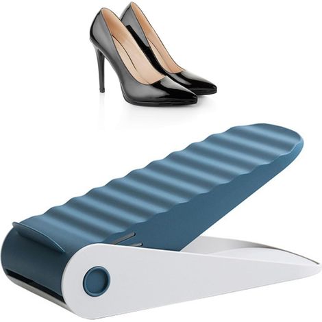 Étagère à chaussures réglable en polypropylène et peu encombrante, support à chaussures double couche pour chaussons et bottes (1/5)