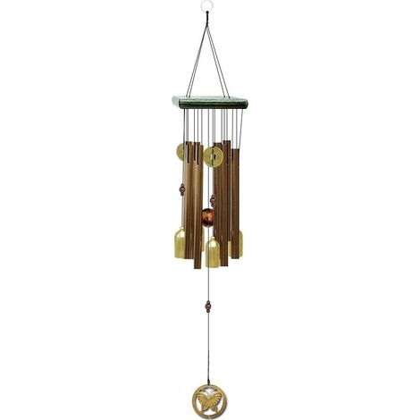 Carillons de vent extérieur extra-larges en cuivre antique - Tubes en alliage d'aluminium harmonieux pour jardin, cour et maison - Décoration murale et artistique résistante à la rouille (papillon) (1/5)