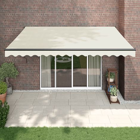 Auvent rétractable Store banne Marquise crème 4x3 m tissu et aluminium NDTN3647603 (1/5)