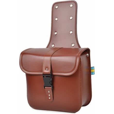 Paire Sacoches Moto Latérales Cuir PU Imperméable, Sacoche de Selle Marron, Fixation Arrière pour Customisation Moto