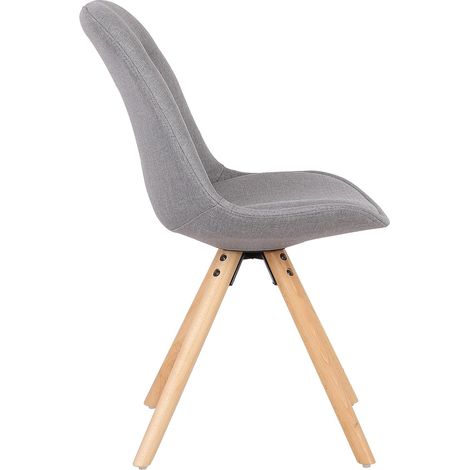 WOLTU Sedia per Sala da Pranzo Tessuto di Lino + Legno Senza Braccioli Grigio (1/4)