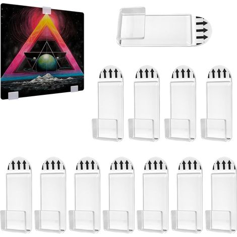 12 Pièces Support Mural pour Disque Vinyle,Supports Muraux En Vinyle Transparent,Acrylique Support Mural,Accroches Muraux en Acrylique Support Autocollant pour Disques CD et DVD Étagère (1/5)