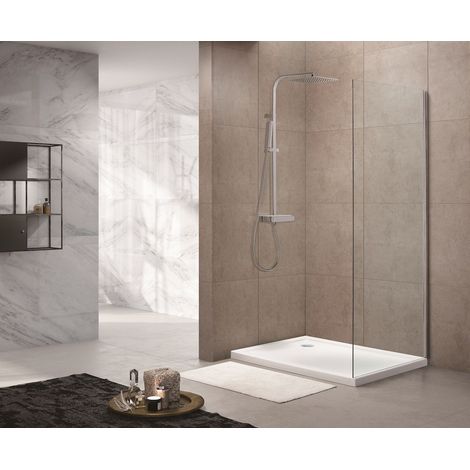 Swiss Aqua Technologies T-Linea Pannello laterale in vetro trasparente EasyClean + profilo cromato, 80x200cm (SIKOTLDNEWSTENA80)