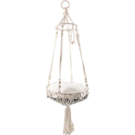 Lit suspendu pour chat avec pompons tissés à la main, hamac gain de place pour animaux de compagnie (1/5)
