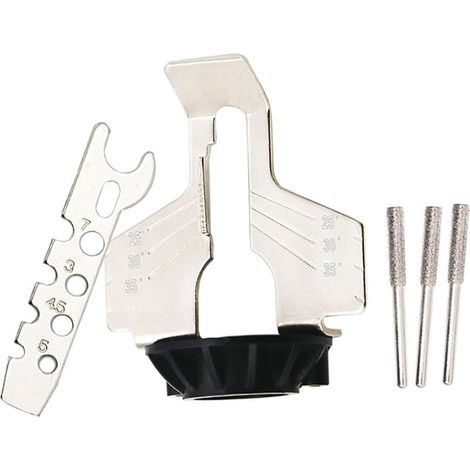 Kit d'affûtage de tronçonneuse 5 pièces pour outils rotatifs - Avec adaptateur, guide et règle - Affûtage rapide et précis (1/4)