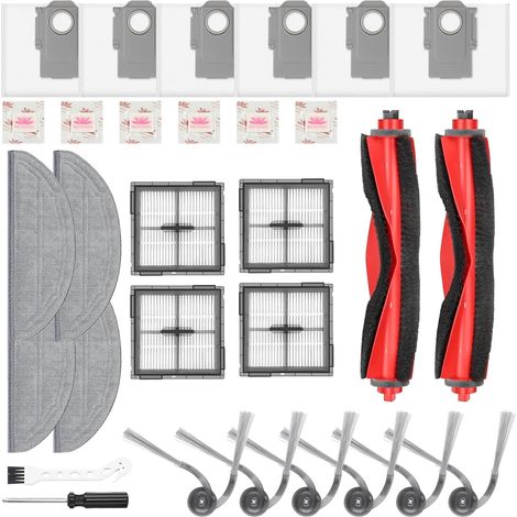 30 Stück Zubehör für Roborock Q10 S5+/Q10 S5/Q10 X5+/Q10 X5 Saugroboter, 2 Hauptbürsten, 4 Filter, 4 Wischpads, 6 Seitenbürsten, 6 Flach-Duftsteine, 1 Reinigungsbürste & 1 Schraubendreher (1/5)