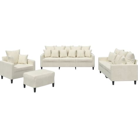 vidaXL Set di Divani 4 pz con Cuscini Crema in Velluto