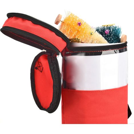 Set aus 2 durchsichtigen zylindrischen Beuteln zur Aufbewahrung von Weihnachtsgeschenkpapier, vertikaler Organizer für Geschenkpapierrollen, Aufbewahrungsdeckel. (1/4)
