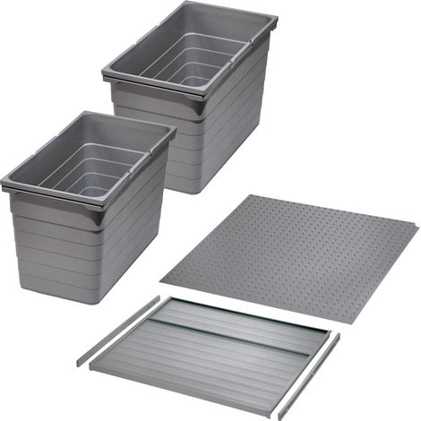 Ninka Abfalltrennsystem eins2vier KB 500 mm (2 x 25L) alugrau für Seitenstärke 16 mm (1/5)