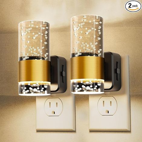 Veilleuse LED L LOHAS, veilleuses à intensité variable, à brancher sur une prise murale Lot de 2 veilleuses en acrylique, luminosité réglable de 0 à 100 lm, 3000 K, détecteur crépusculaire, idéale po (1/4)