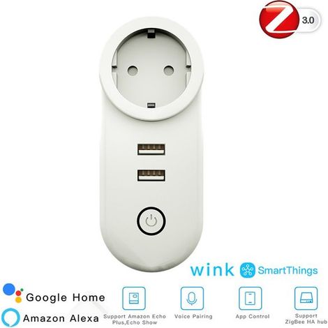 ZigBee 3.0 Smart Socket Presa Schuko ZigBee Con 2 Porte USB 16A 220V Compatibile Con Alexa Google Philips Hue Samsung Smartthings