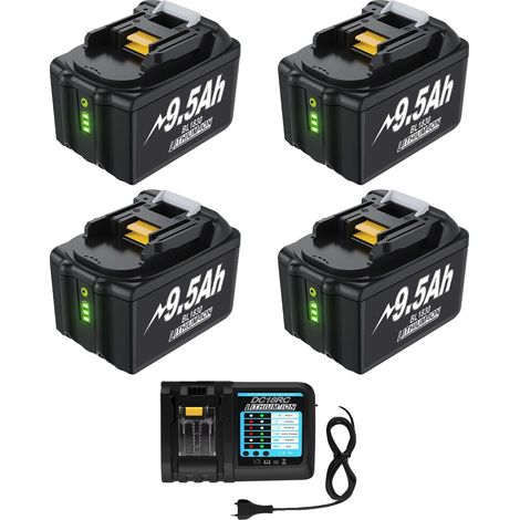Batterie, capacité 9500mAh, large compatibilité, 4 9.5ah avec chargeur, 18V (1/2)