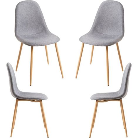 Packs Sillas Comedor - Pack 4 Sillas Teok Tela - Gris claro