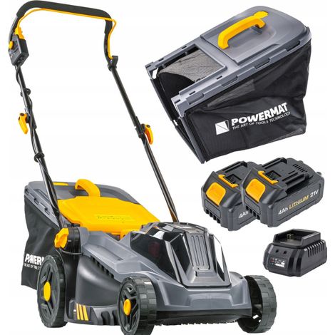 POWERMAT Akku-Rasenmäher  2x Akku 4.0 Ah 20V  38 cm Schnittbreite  5-stufige Schnitthöhenverstellung   Korbvolumen 42L (1/5)