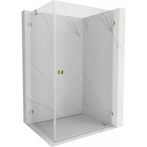 Mexen Lunar-B Duschkabine schwenkbar rechts 100 x 90 cm, transparent, gold - 832-100-090-50-00-P