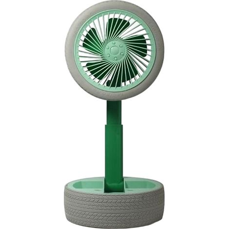 Ventilateur de table avec roue factice - Gris, ventilateur télescopique en forme de pneu, portable et rechargeable, idéal pour les résidences étudiantes. (1/3)