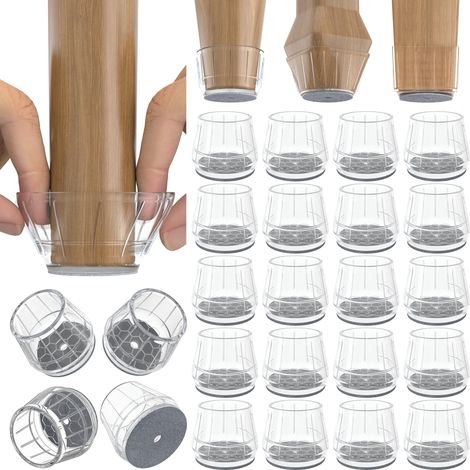 Lot de 24 protections de sol en silicone pour pieds de chaise en bois dur, en caoutchouc épais, coussinets antidérapants pour protéger les sols en bois des rayures et réduire le bruit (1/5)