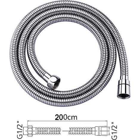 Flexible De Douche Universel G1/2 Pouces - Tuyau De Douche Anti-Torsion Et Anti-Pliure - Acier Inoxydable/chrome (1/5)
