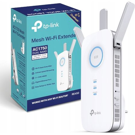 Tp-Link – Répéteur WiFi AC1750 RE450 – Amplificateur WiFi double bande 2,4 GHz et 5 GHz – Trois antennes externes réglables – Installation rapide (1/5)
