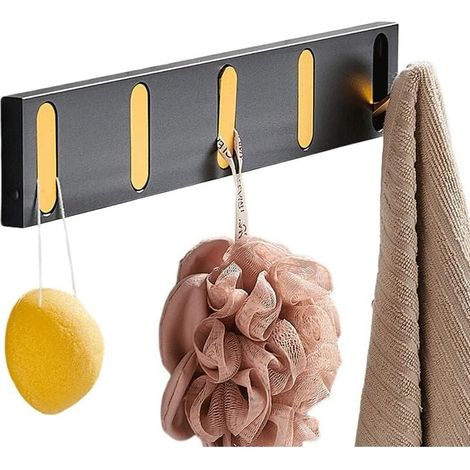 Invisible Hooks, Folding Hooks for Entryway Dressing Room, Waterproof Hooks Gold Black, Wall Hooks for Bathroom, Balcony, Kitchen. - 5 Hooks MUMU (1/4)