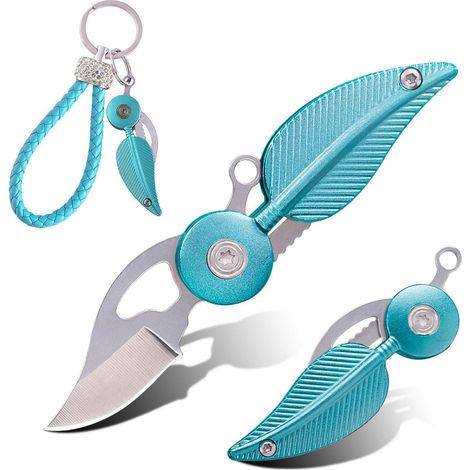 Mini Taschenmesser mit Aluminiumgriff, Schlüsselanhänger, blau