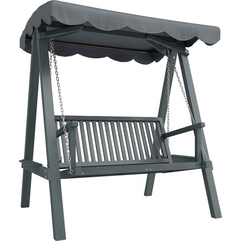 Outsunny 2 Seater Garden Swing Seat with Canopy, Grey