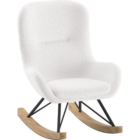 Fauteuil à Bascule Bouclette "Rocky" 68cm Blanc (1/2)