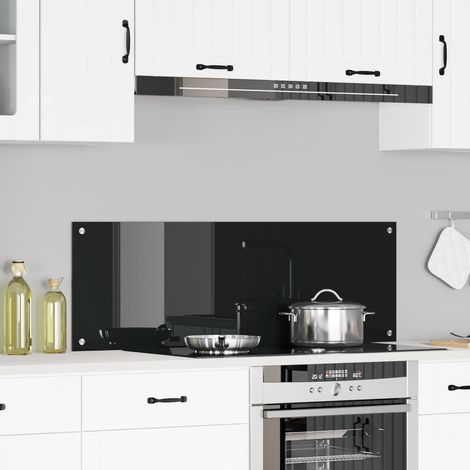 vidaXL Kitchen Backsplash Black 120 x 40 cm Tempered Glass